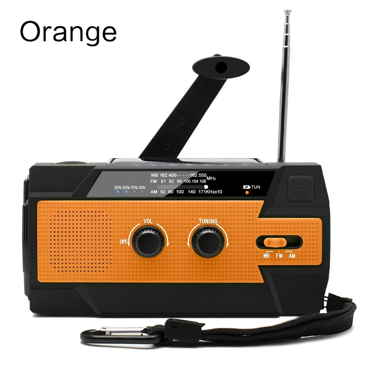 Weather Radio Emergency Multifunctional Radio FM AM WB Hand Crank Solar USB Charging 2000mAh Power Bank LED Flashlight Torch
