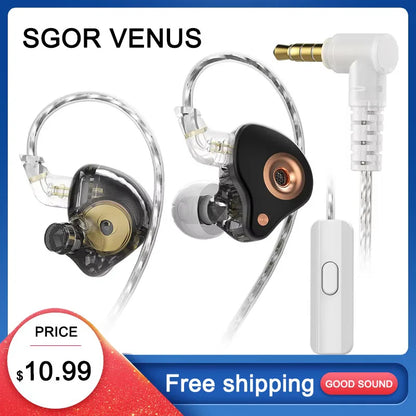 SGOR VENUS In Ear Earphone Dynamic HIFI Super Bass Earbuds Monitor Music Earphones Sport Noise Cancelling Headset of Sportt KZ