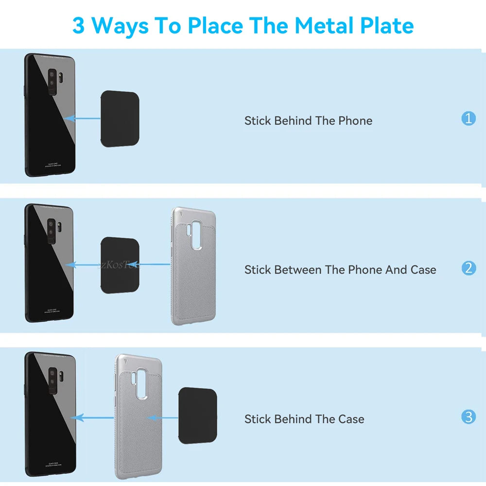 Metal Plate For Car Phone Holder Magnetic Universal Iron Sheet Disk Sticker Mount Mobile Phone Magnet Stand For IPhone