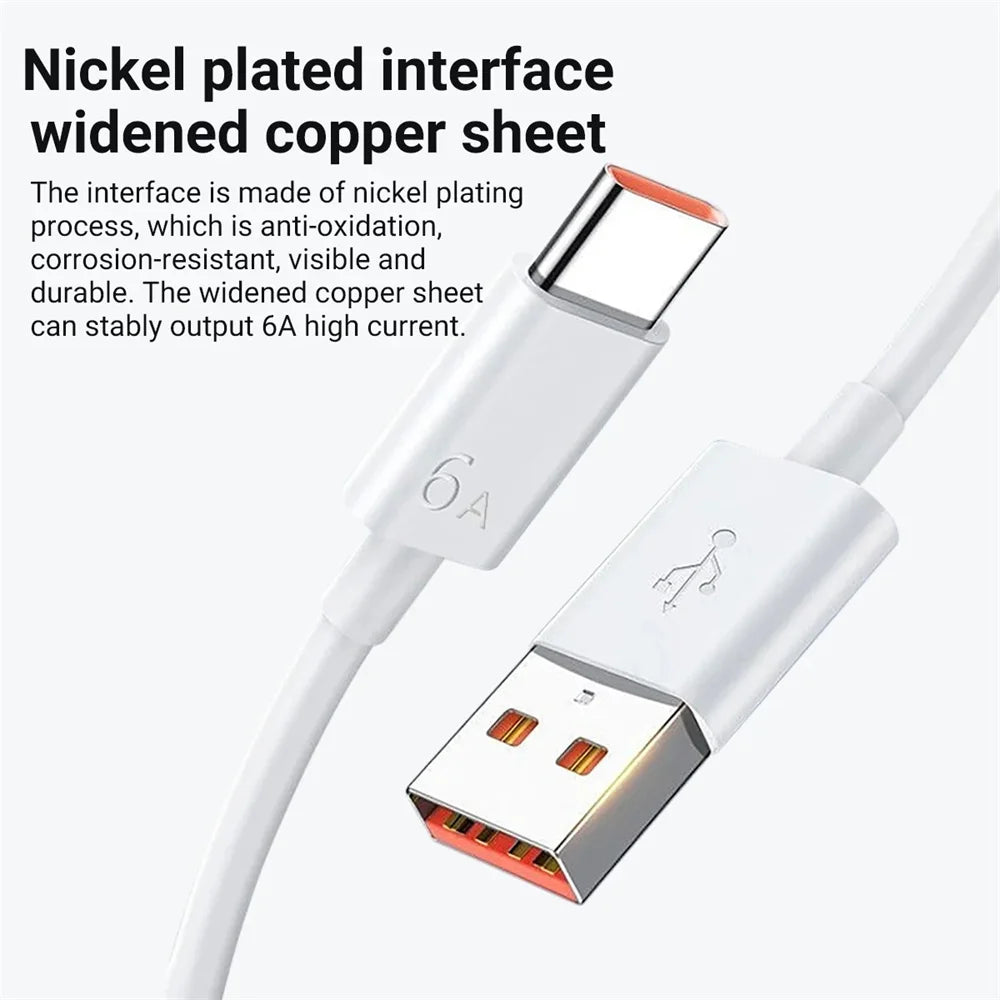 Quick Charge 3.0 USB Charger 66W 6A Super Fast Charging Phone Charger Adapter USB Type C Cable for Huawei Mate 40 50 60 P50 P60