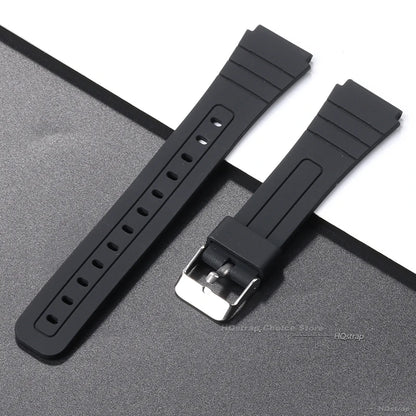 18mm Silicone Watch Strap for Casio W800H Soft Watchband Black Rubber Bracelet for SGW400 F91W F84 F105/108/A158/168 AE1200/1300
