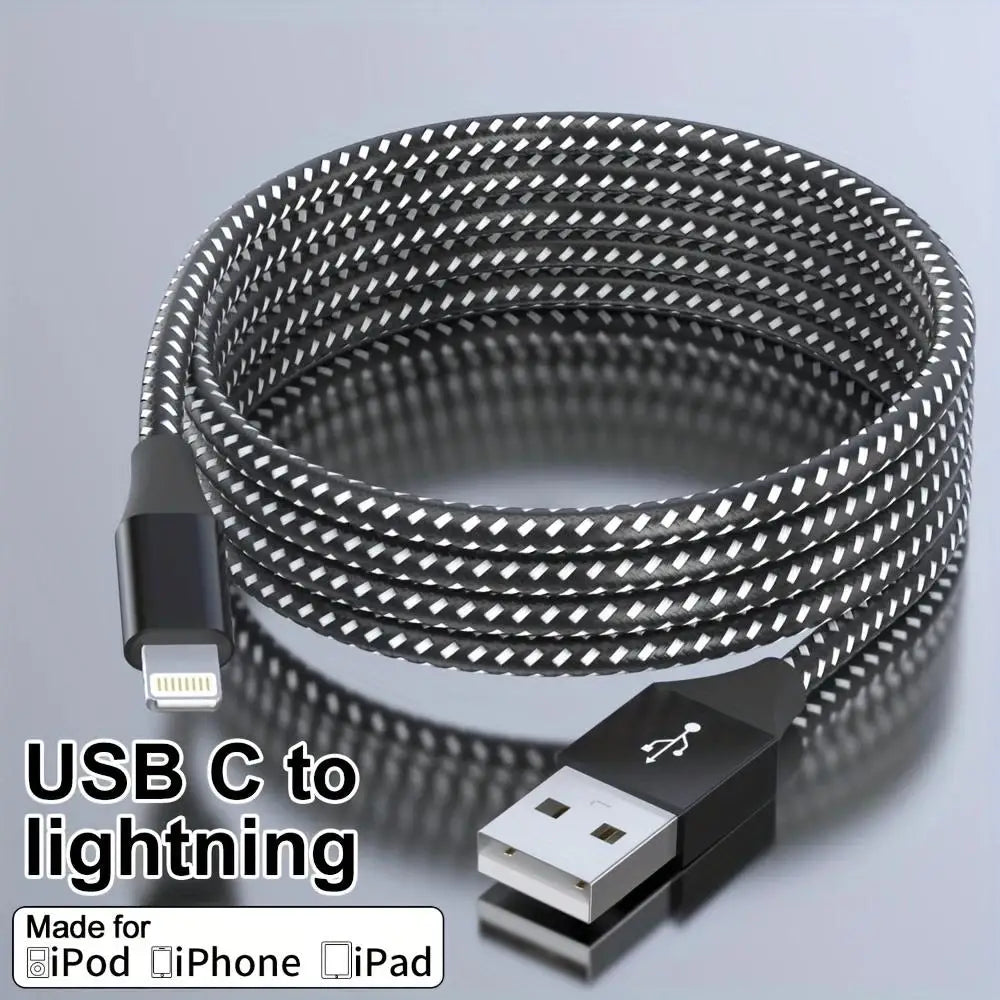 LAIHONEN Nylon Braided Lightning Cable, 3.3/6.6/10FT, 4 Colors Optional, Fast Charging Data Cord for iPhone 14 13 12 11 XS XR X