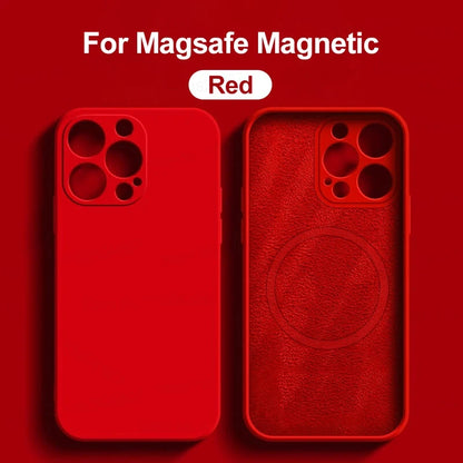 Original Liquid Silicone Magnetic Case For iPhone 11 13 12 14 15 Pro Max Plus For Magsafe Case Wireless Charge Cover Accessories