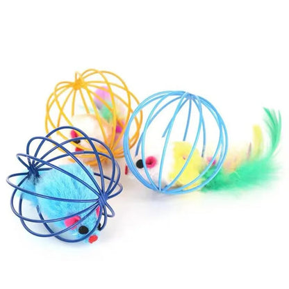 Popular Colorful Mouse in Cage Cat Toy Within Sand Interactive Chase Cat Mouse Toy
