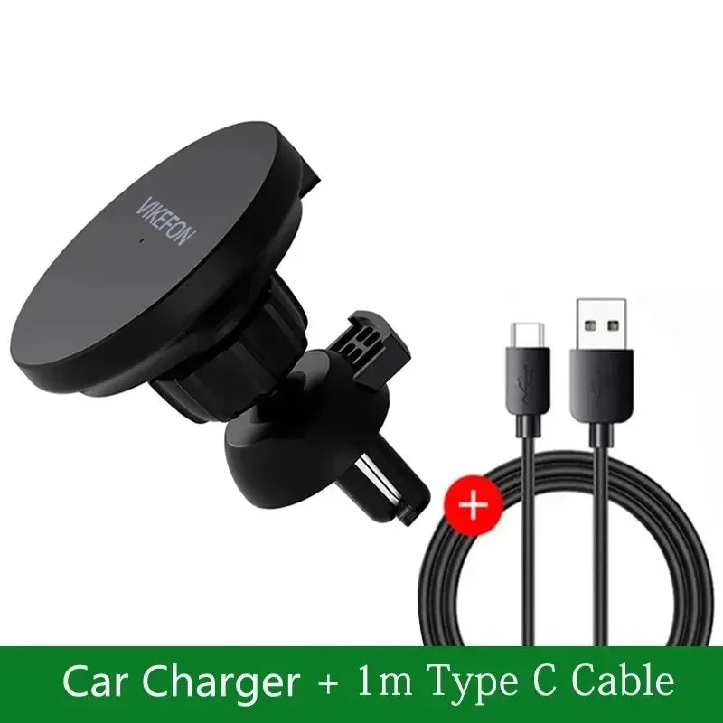 VIKEFON Magnetic Car Wireless Charger For iPhone 12 13 14 15 pro max Air Vent Car Phone Holder Stand Fast Car Charging