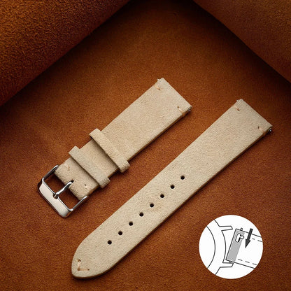 Wristband 20mm 22mm 4mm 16mm 18mm Quick Release Soft Suede Strap Brown Watch Bands Calfskin Bracelet Women&Men Accessories