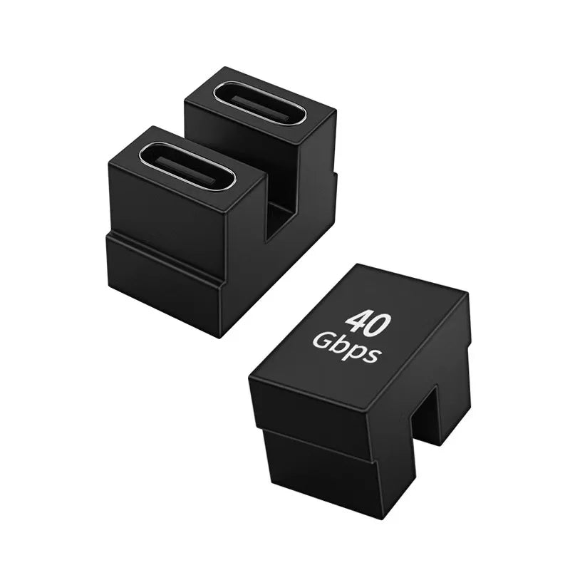 USB 4.0 PD 100W 8K 60Hz Charger Connector for Macbook 40Gbps High Speed USB C OTG U-Shape Straight Angle Male to Female Adapter