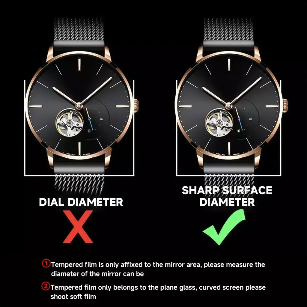 26-46mm Universal Tempered Glass Smartwatch Screen Protector Protective Film 28mm 30mm 32mm 38mm 40mm 41mm 42mm Diameter 1-5PCS