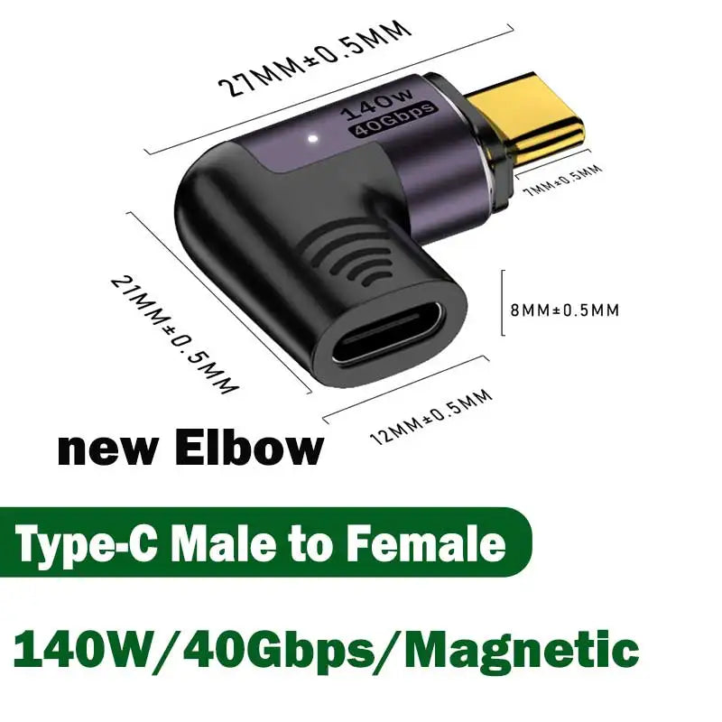 USB4.0 Magnetic Adapter USB C To Type C 40Gbps 140W 100W Fast Charging Magnet Converter