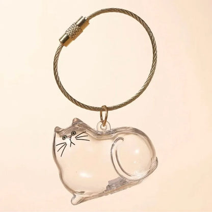 Cat Shaped Pet Hair Keepsake Keychain Charm Resin Dog Shaped Memorial Pendant Handmade DIY Pet Souvenir Keychain for Pet Lovers