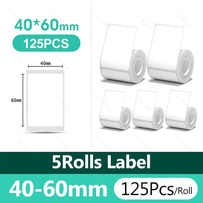 3/5/10 NiiMBOT White Label Paper Waterproof Self-adhesive Rolls For B1 B21 Mini Label Printer Price Tag Office Maker UV Print