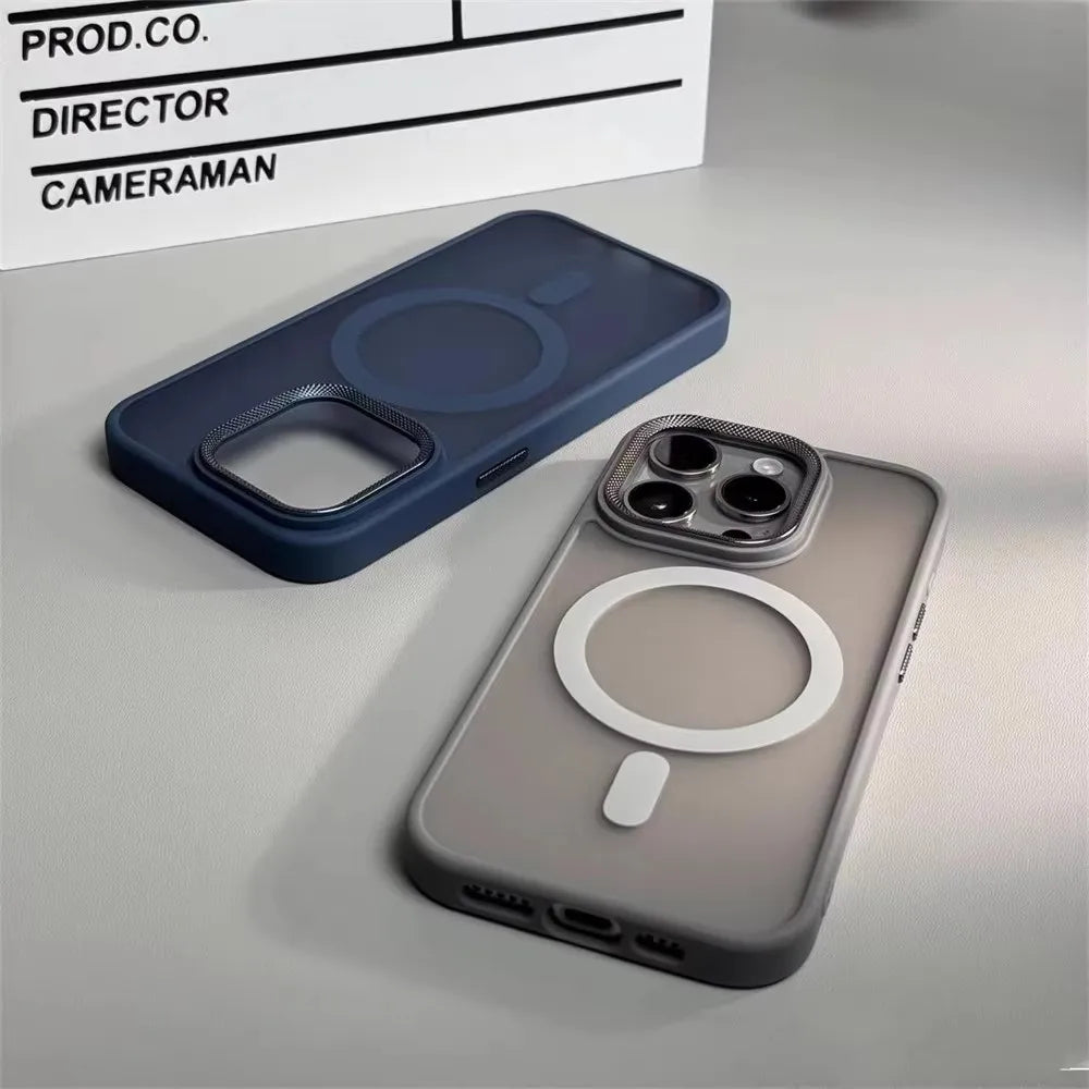 Luxury Spiricle Camera Protection Case for iPhone 15 16 Pro Max 16 Magsafe Cases for iPhone 14 12 11 13 17 Pro Max Matte Cover