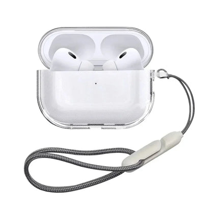 For Airpods Pro 3 2nd Generation Air Pods 4 2024 Gen Case Accessories Clear Soft TPU Earphone Cover with Lanyard Strap