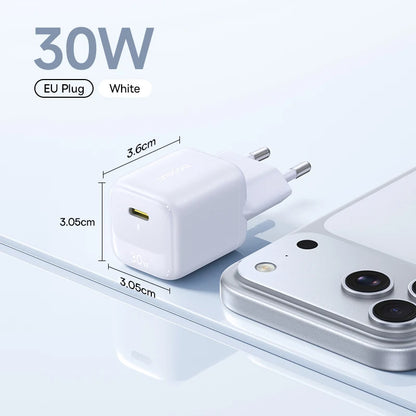 Baseus 30W GaN Charger PD Charger For iPhone 17 16 15 14 13 12 Max Fast Charger PD3.0 QC3.0 Phone Charger Type C Tablets Charger