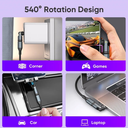 PD 240W 540° Rotation USB3.1 USBC to Type C OTG Magnetic Charge Adapter 5A Fast Charge Cable Converter for iPhone Samsung Xiaomi