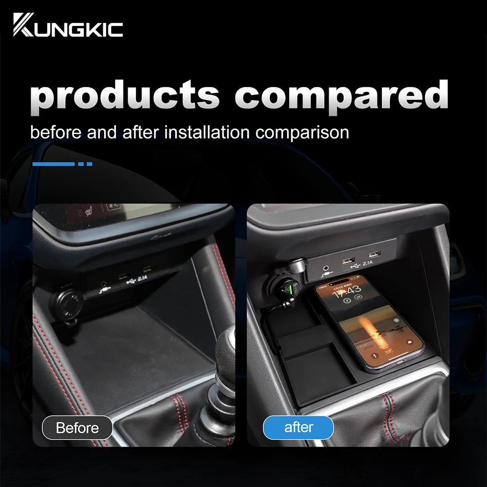 Car Wireless Charger For Subaru WRX 2022 2023 2024 For Iphone Mobile Phone PVC Charging Holder Fast Wirelessly 15W Board LHD