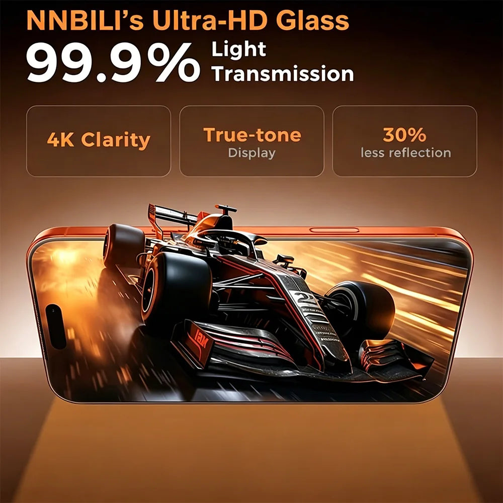 NNBILI 3pcs HD Tempered Glass Screen Protector with Install Kit And Auto-Alignment Kit. for iPhone 17 16 15 14 13 12 11 Pro Max