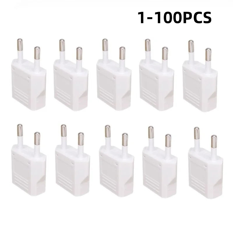 1-100pcs 4.0/4.8mm EU Plug Adapter EU US Israel To Euro KR BR Brazil Plug Converter American Travel Power Adapter Plug Socket