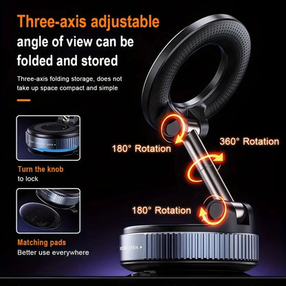 Car Multi-functional Phone Holder 360° Rotation Adjustable Vacuum Suction Cup Universal Magnetic Phone Bracket For Driving Use