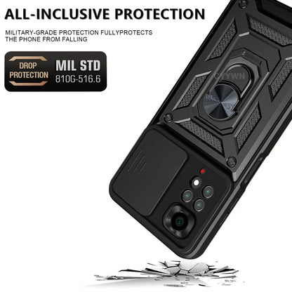 Slide Camera Lens Protector Armor Case For Xiaomi Redmi Note 13 12 11 Pro Plus 11s 12s Military Grade Bumpers Ring Cover