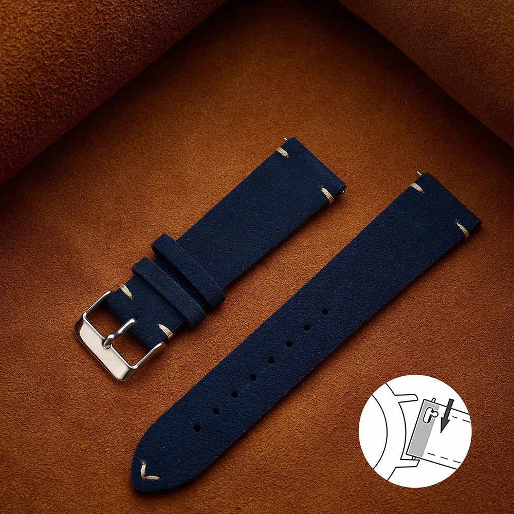 Wristband 20mm 22mm 4mm 16mm 18mm Quick Release Soft Suede Strap Brown Watch Bands Calfskin Bracelet Women&Men Accessories