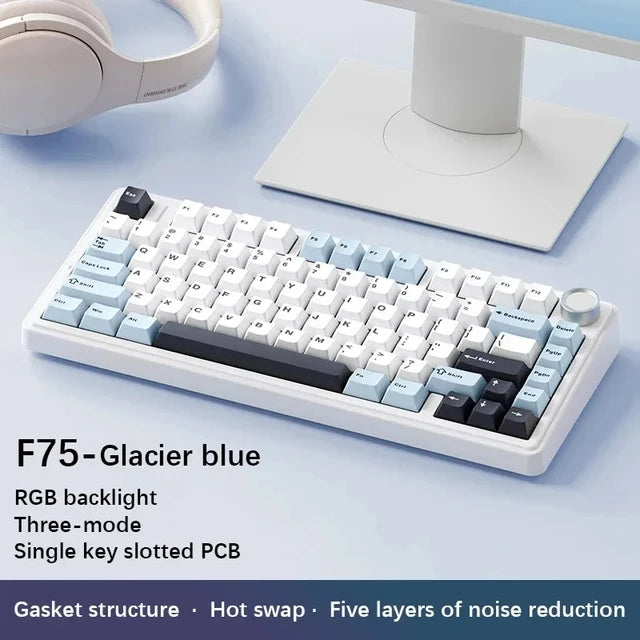 AULA F75 2.4G Wireless/Bluetooth/Wired Gaming Mechanical Keyboard RGB Customized 75% Layout OEM Profile Gasket Structure
