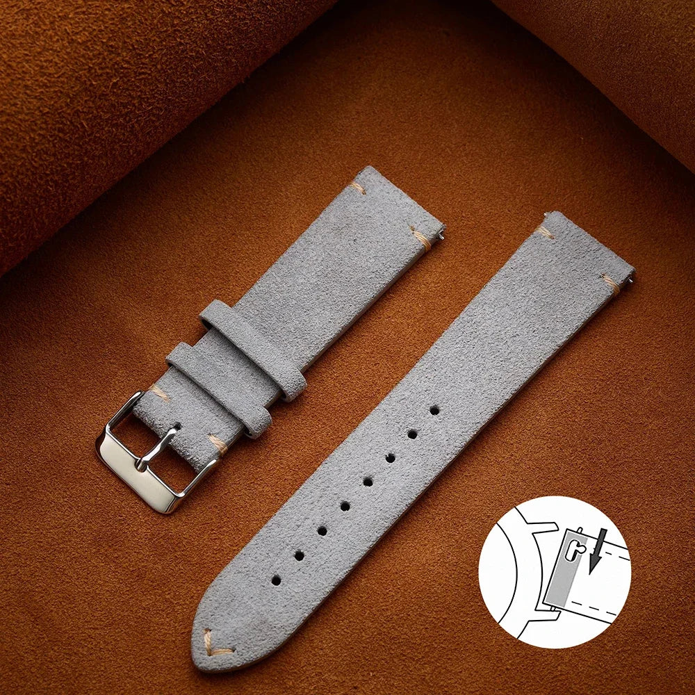 Wristband 20mm 22mm 4mm 16mm 18mm Quick Release Soft Suede Strap Brown Watch Bands Calfskin Bracelet Women&Men Accessories