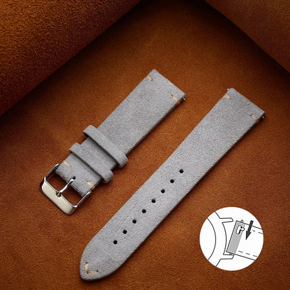 Wristband 20mm 22mm 4mm 16mm 18mm Quick Release Soft Suede Strap Brown Watch Bands Calfskin Bracelet Women&Men Accessories
