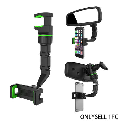 360° Car Rearview Mirror Mount Stand Holder for Cell Phone and GPS Adjusted Automobile Cradles Suitable for All Phone Models