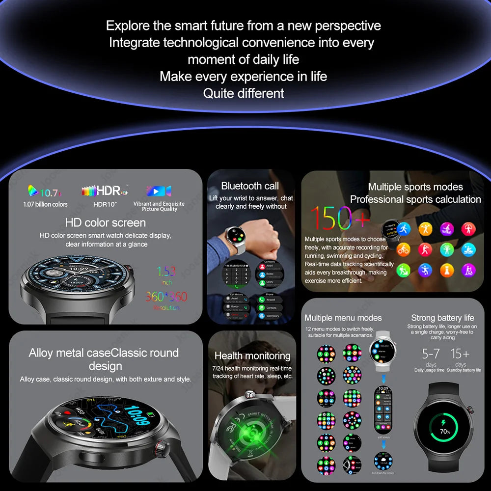 Watch 4 Pro Sports Smart Watch Men 360*360 AMOLED HD Screen Heart Rate Bluetooth Call IP68 Waterproof Music SmartWatch 2025 New