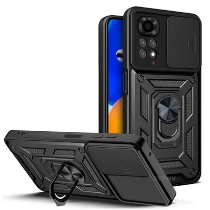 Slide Camera Lens Protector Armor Case For Xiaomi Redmi Note 13 12 11 Pro Plus 11s 12s Military Grade Bumpers Ring Cover