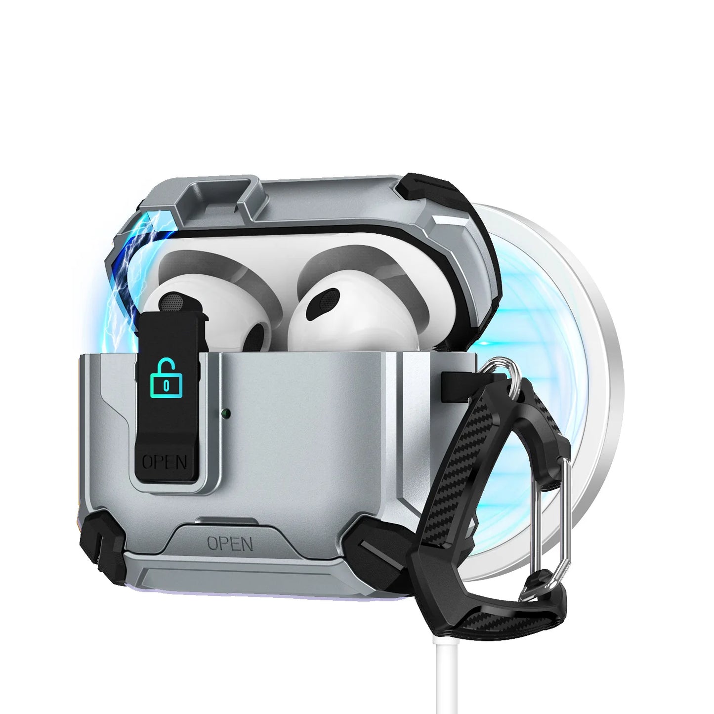 Safety Lock with Magnetic Closure Earphone Case for Airpods Pro 3 & Airpods 1/2/3/4/Pro Elastic Cover Use As Mobile Phone Holder