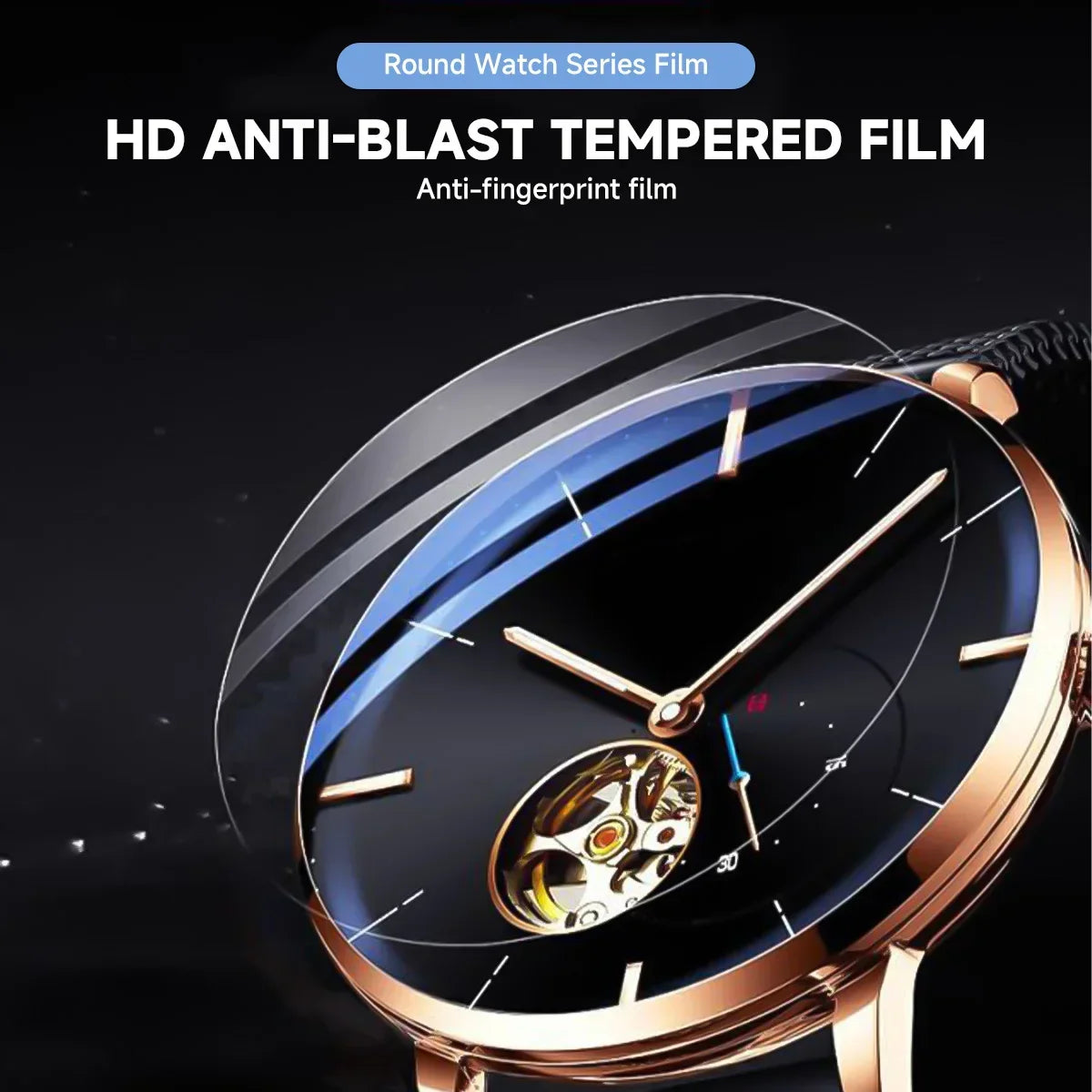 26-46mm Universal Tempered Glass Smartwatch Screen Protector Protective Film 28mm 30mm 32mm 38mm 40mm 41mm 42mm Diameter 1-5PCS