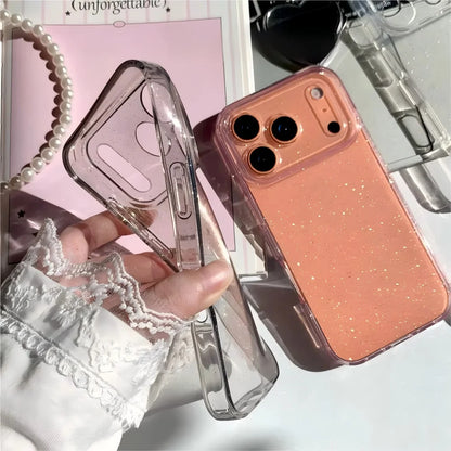 Ultra Thin Clear Glitter Soft Silicone Phone Case For iPhone 17 Air 16 15 14 13 Pro Max Plus Transparent Shiny Solid Color Cover