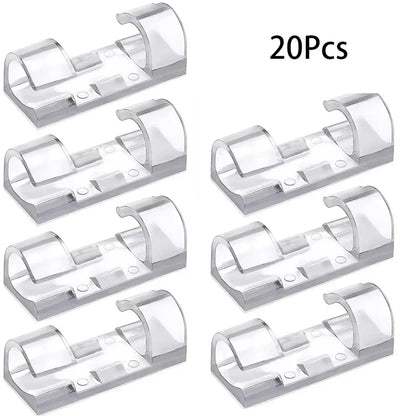 20 40PCS Cable Clips Organizer Wire Management Holder USB Charging Data Cable Spool Wall Mount Hook for Home Office