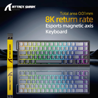 Attack Shark X68HE RGB Mechanical Keyboard,Supports Web Driver,0.01mm Rapid Trigg,8000 Hz Rate of Return,0.125ms,Wired Design