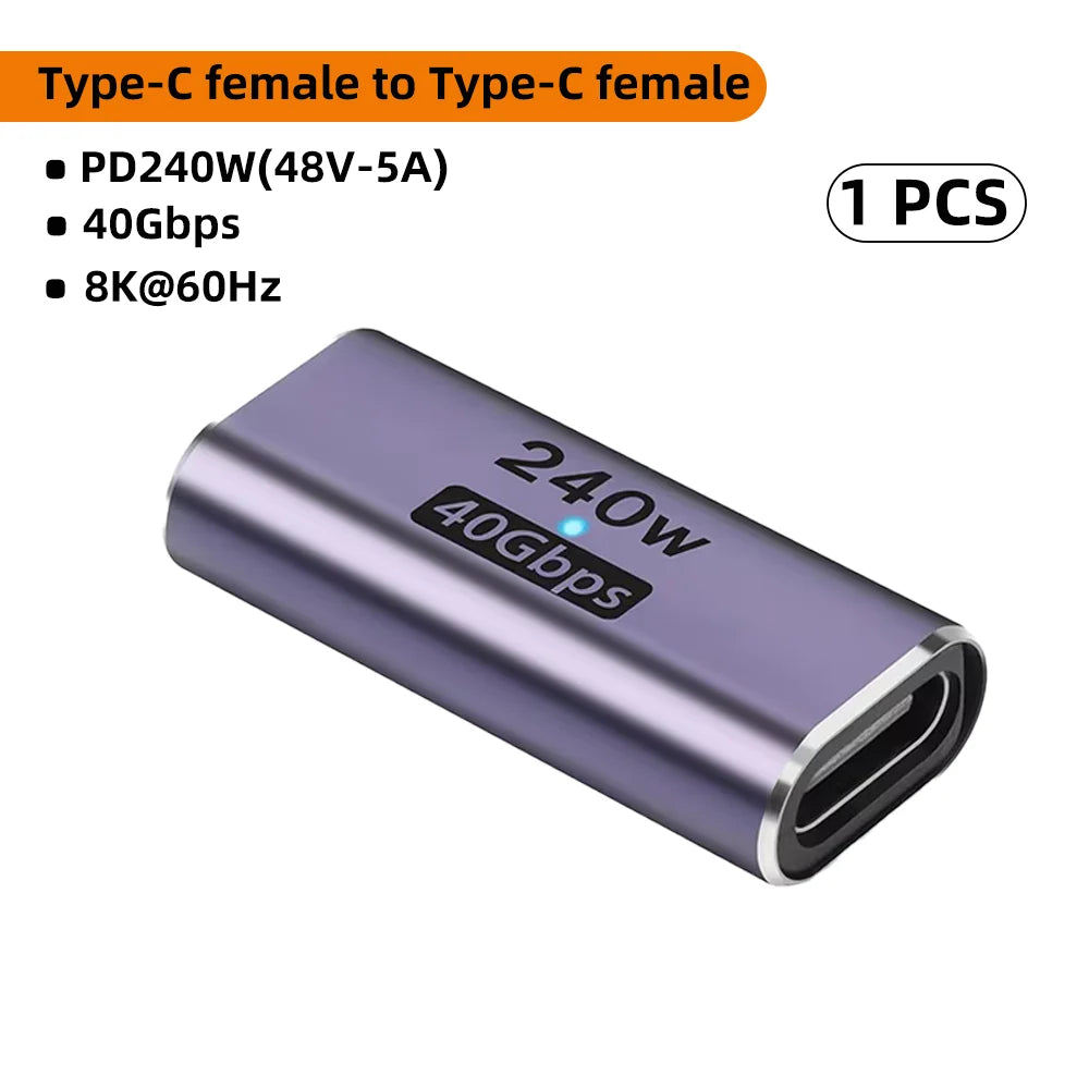 USB C Female to Female Adapter with PD 240W 40Gbps 8K 60hz Video Compatible for Thunderbolt 4/3  MacBook Pro/Air iPad USB-C HUB
