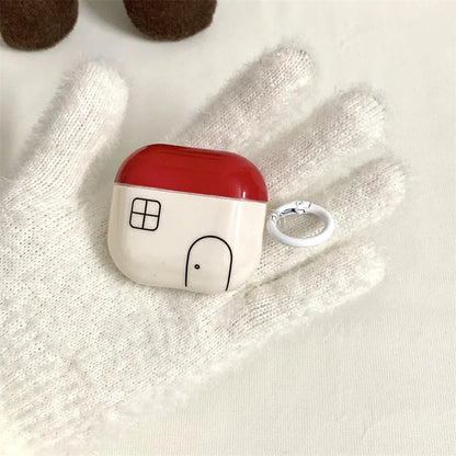 of Korea ins Creative Red Small House with Pendant Earphone Cover Case for AirPods 1 or 2 3 4 Pro 2 Bluetooth Headset Case
