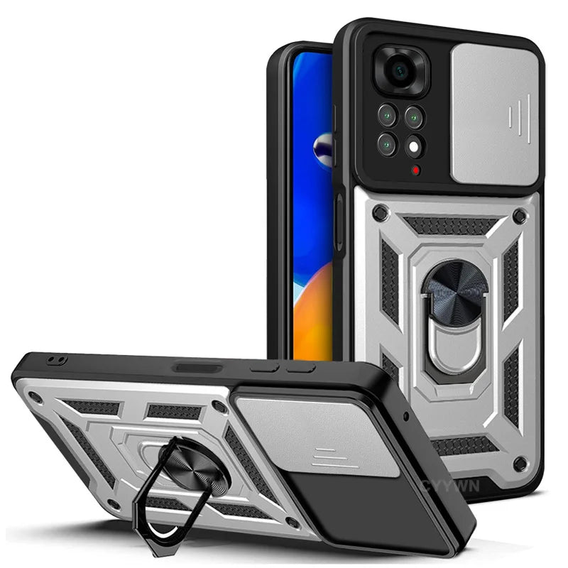 Slide Camera Lens Protector Armor Case For Xiaomi Redmi Note 13 12 11 Pro Plus 11s 12s Military Grade Bumpers Ring Cover