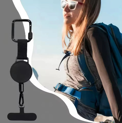 Retractable Anti-Theft Phone Holder Smartphone Xyun Lanyard Stra with Carabiner Anti-Drop Harness for Hiking Cycling Climbing