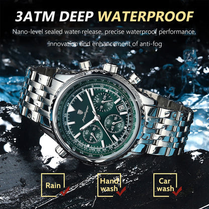POEDAGAR Luxury Watches For Man Date Chronograph Stainless Steel Sport Men Watch Waterproof Luminous Quartz Military Men's Watch