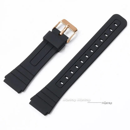 18mm Silicone Watch Strap for Casio W800H Soft Watchband Black Rubber Bracelet for SGW400 F91W F84 F105/108/A158/168 AE1200/1300