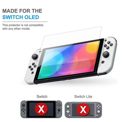 DATA FROG Tempered Glass Screen Protector For Switch OLED, 9H Hardness HD Clear Protective Film