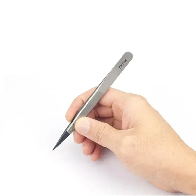 Watch Hands Installation Work Tweezers Straight Elbow Handle Stainless Antistatic Plastic Tweezers ESD-259 ESD-259A ESD-7A