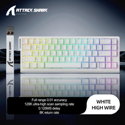 Attack Shark X68HE RGB Mechanical Keyboard,Supports Web Driver,0.01mm Rapid Trigg,8000 Hz Rate of Return,0.125ms,Wired Design