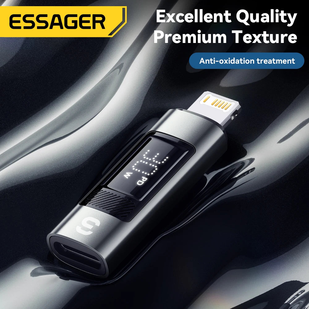 Essager Type C to Lighting OTG Adapter Digital Display PD 60W Fast Charging Lightning To Type C Connector For iPhone 17 16 15 14
