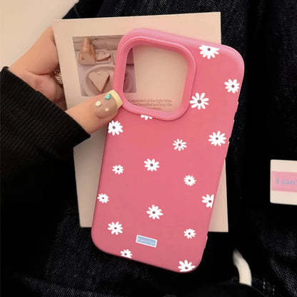 Cute Style Daisy Small Flower Phone Case For iPhone 11 12 13 14 15 16 17 Pro Max 16 Plus Shockproof Bumper Soft Silicone Cover