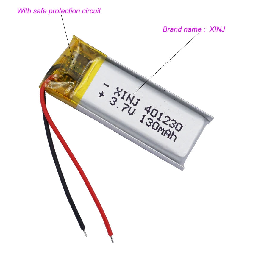 401230 3.7V 130mAh Rechargeable Li-Po Polymer Battery | For Satnav Headphones Bluetooth Speakers Earphones DashCams