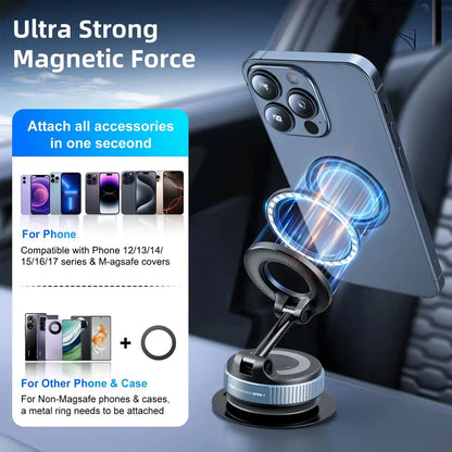 New Vacuum Magnetic Car Phone Holder with 360° Rotation &Foldable Design Strong Magnetic Absorption For iphone 12 13 14 15 16 17