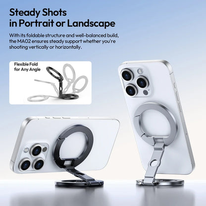 Ulanzi MA02 MagLock Daul Magnetic Phone Stand Phone Mount Handle for iPhone 16 15 Magnetic Hook Ring with 1/4''Screw Hole